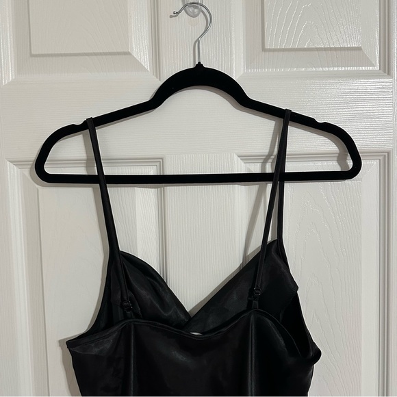 BEBE: LBD Satin Bodycon Cowl Neck Slip Dress - Picture 15 of 15